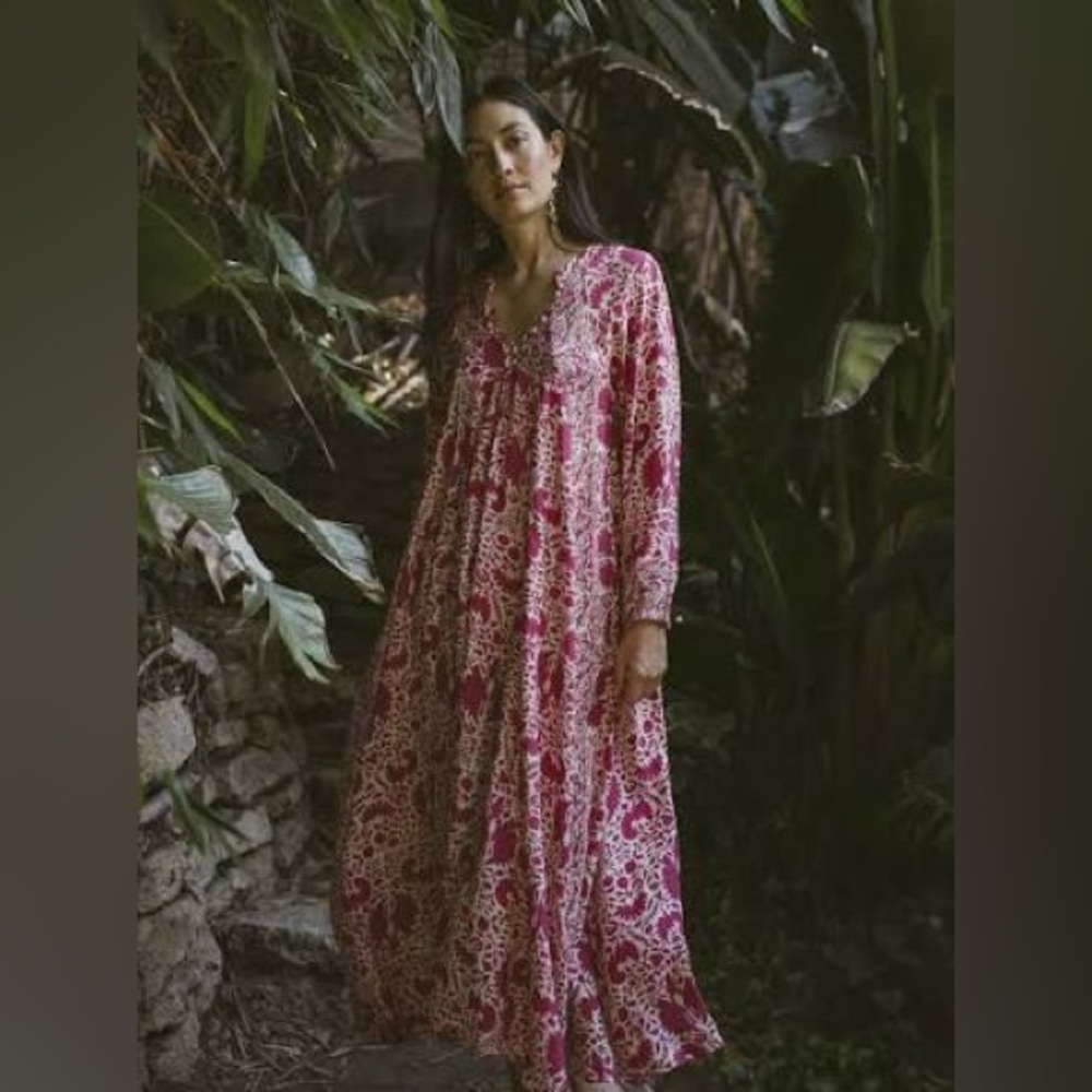 Natalie Martin Fiore Pink Silk Caftan / Dress, size XS